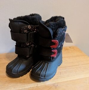 Kids Black and Pink Winter Boots